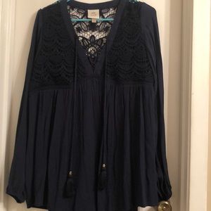 Knox Rose Navy Blue Crochet Top